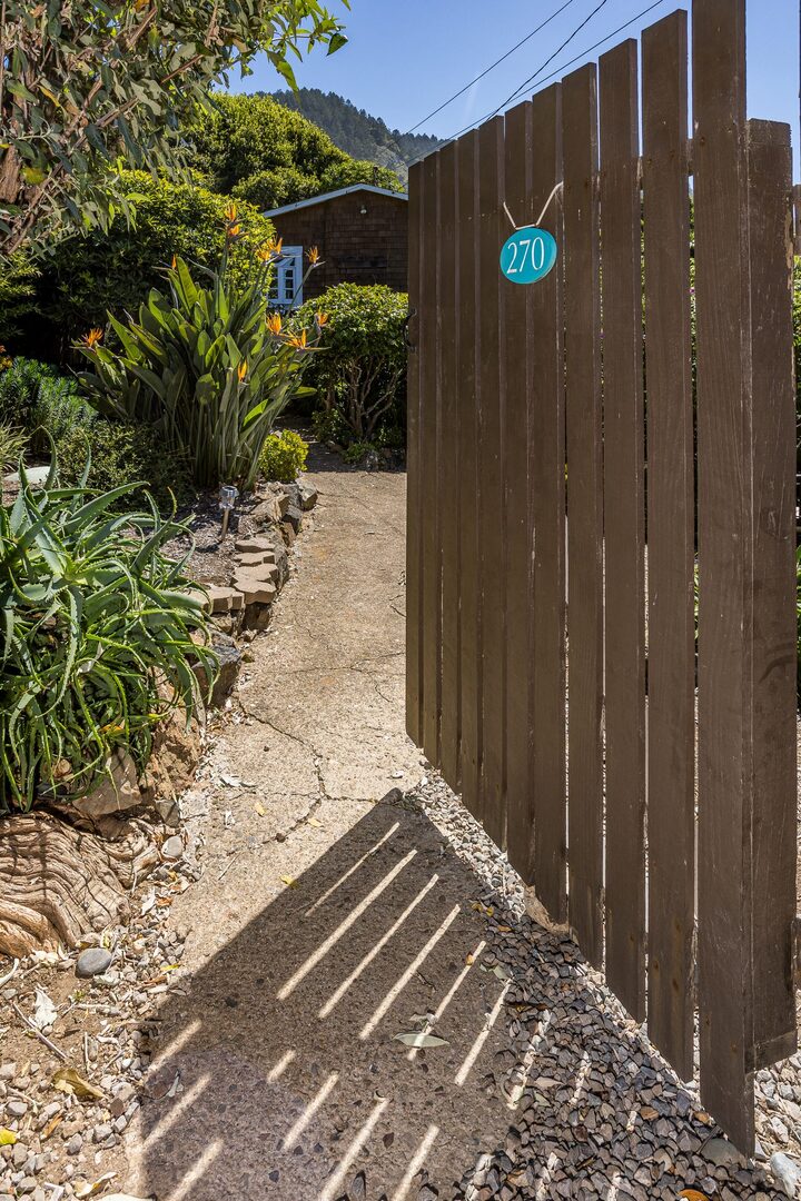 Private gated entry at 270